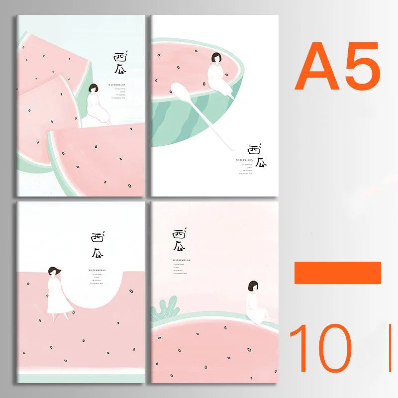 Ten soft cover thread-bound notebooks in A5 and B5 sizes with various designs