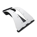 Portable lumbar massage spine stretching support in white and black with massage magnet
