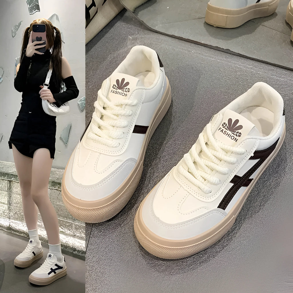 Classic blue or brown casual board shoes with patent leather finish and rubber soles