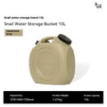 Green collapsible camping water storage tank shown in 13-litre snail and 18-litre backpack styles