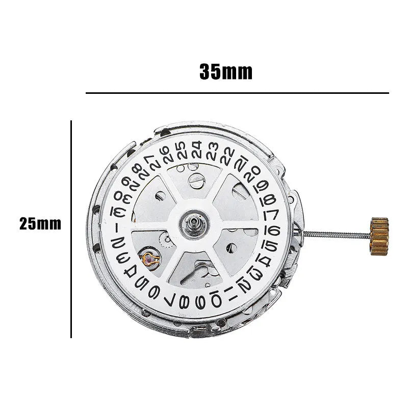 Silver stainless steel automatic watch movement replacement with 25mm diameter