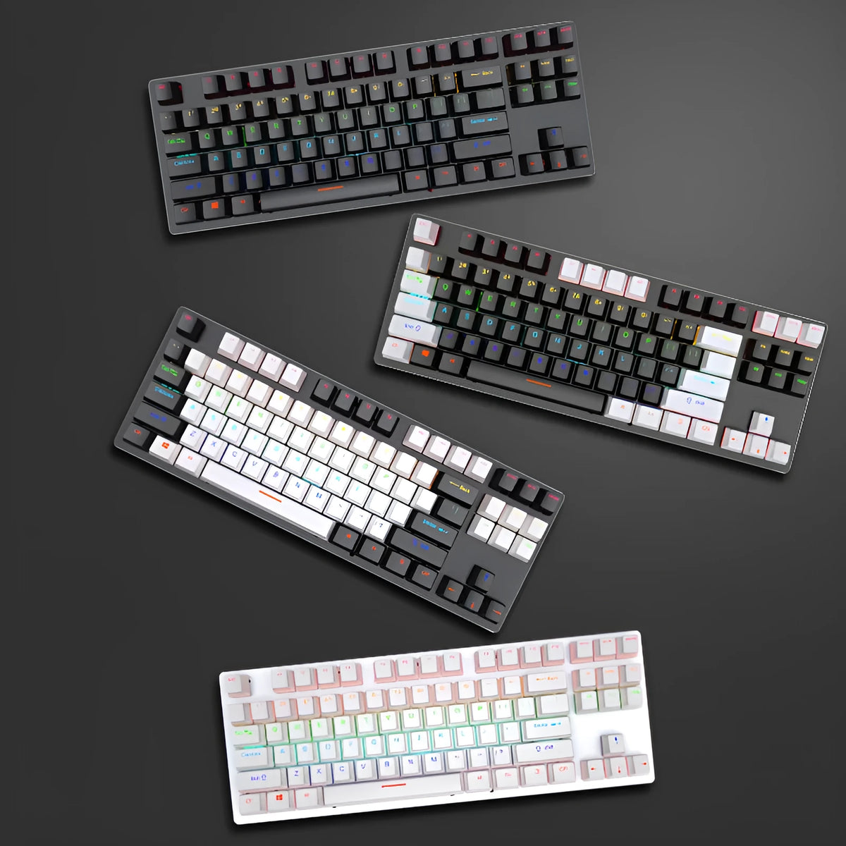 Crack K550 wired green axis mechanical keyboard 87-key USB ABS 360x130x36mm black cyan shaft version