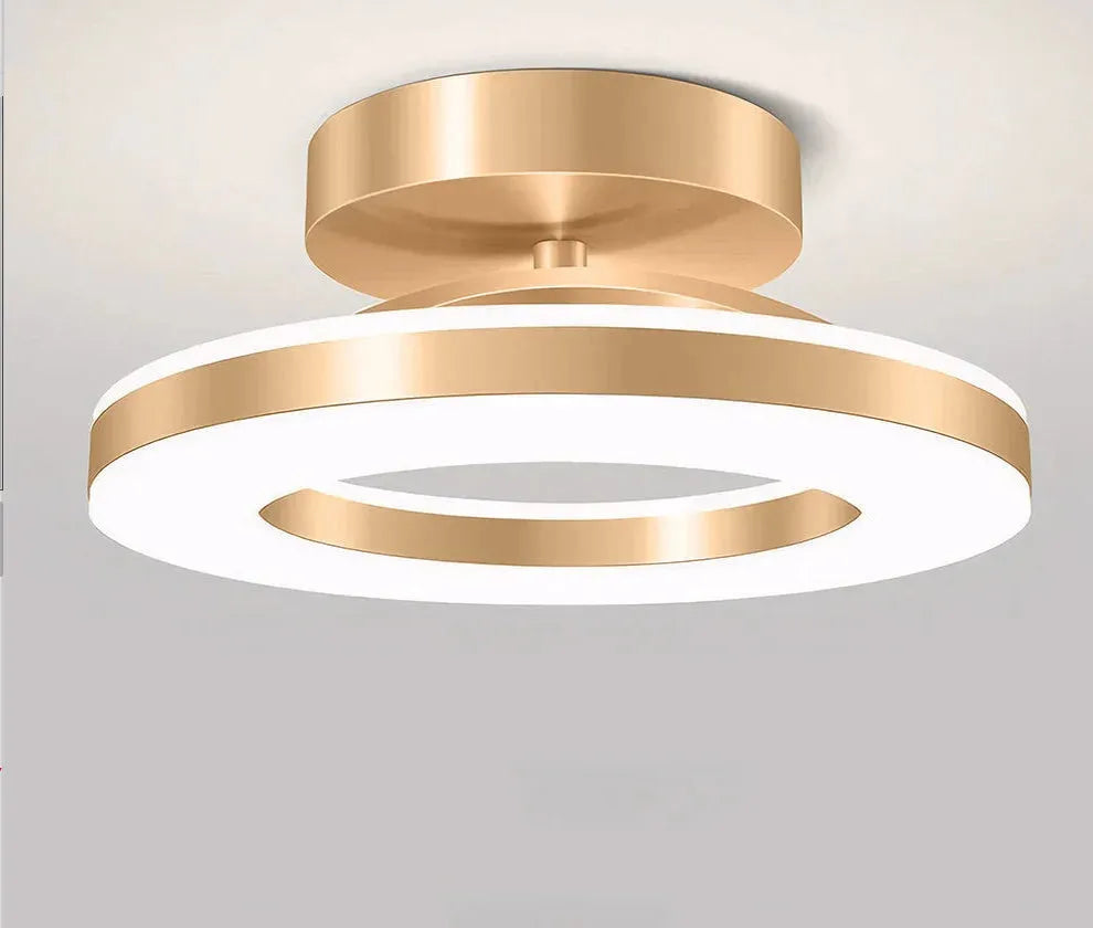 Modern minimalist ring ceiling lamp LED in black finish, 20cm diameter for hallway
