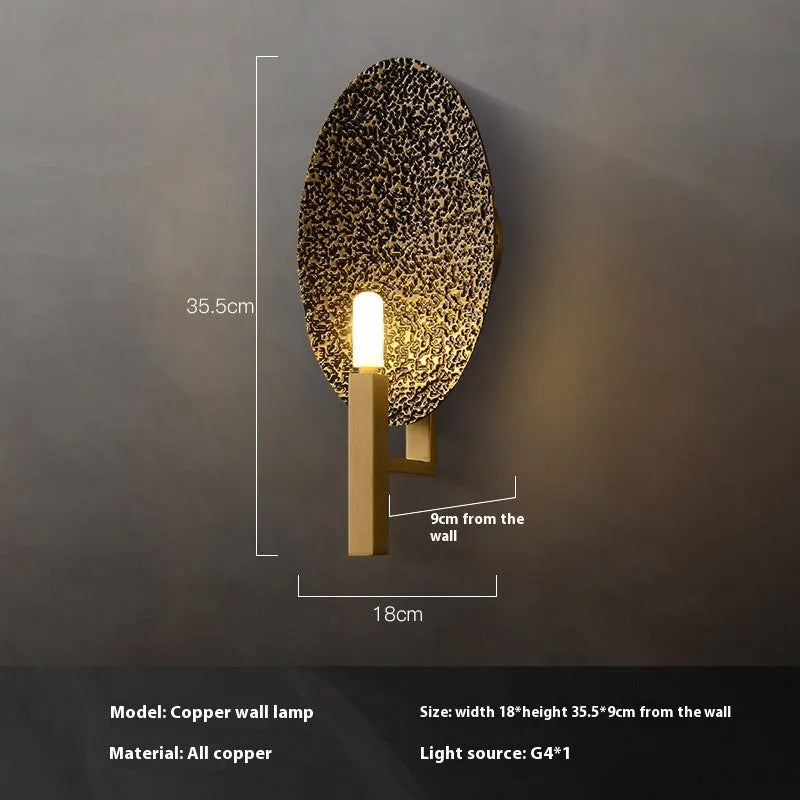 Creative art copper decorative wall lamp with warm light, post-modern style for indoor use