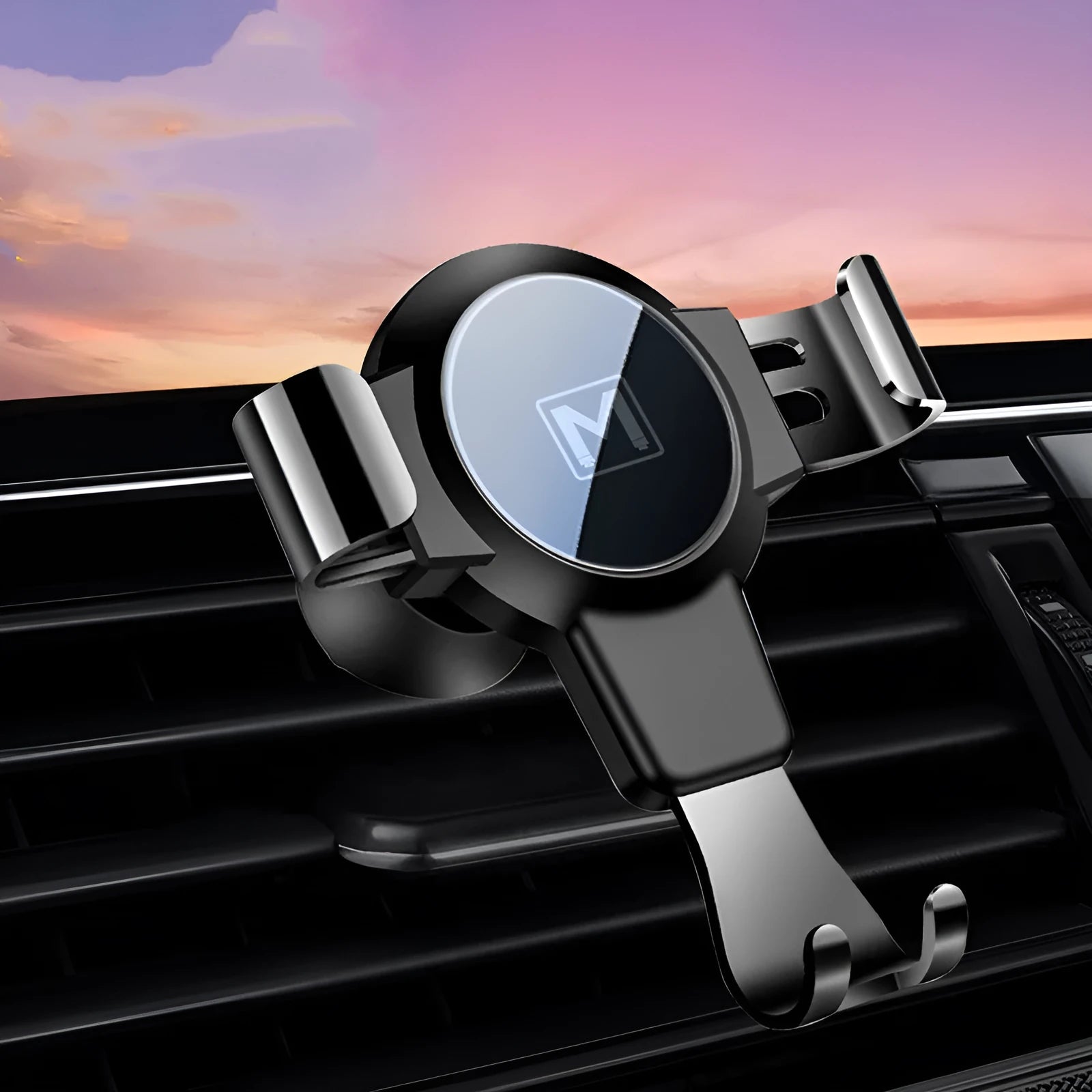Black S4 gravity mirror ABS car air conditioning vent mobile phone bracket holding a smartphone.