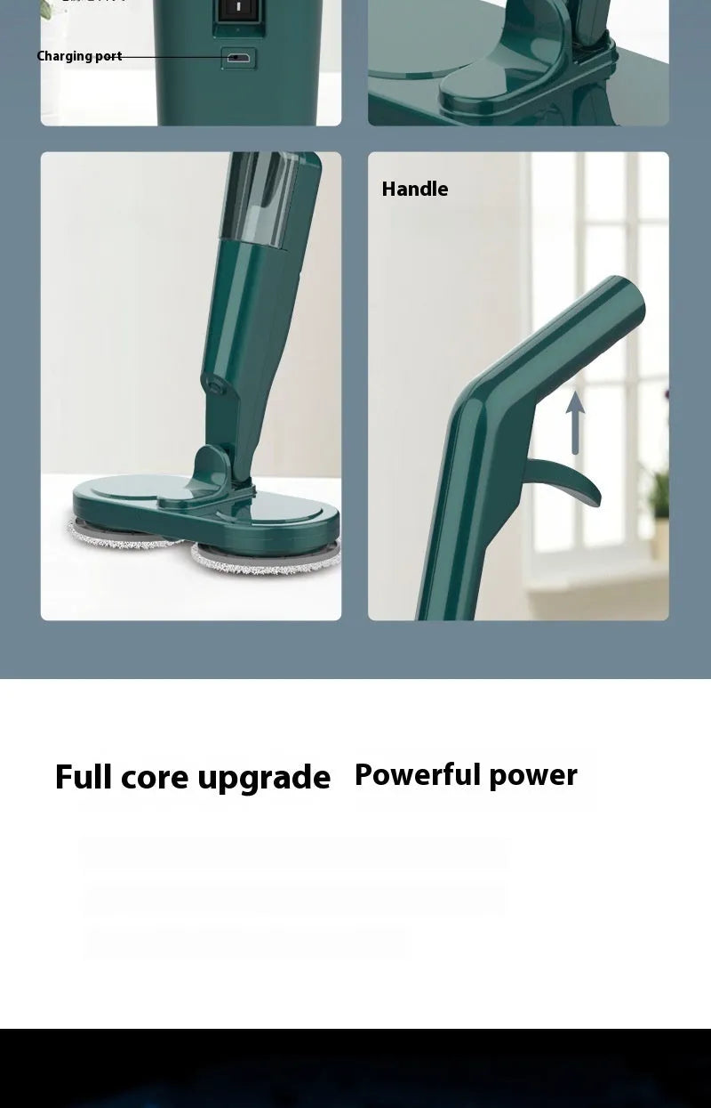 Wireless sweeping and mopping all-in-one machine in S5 Green colour with separate washbasin.
