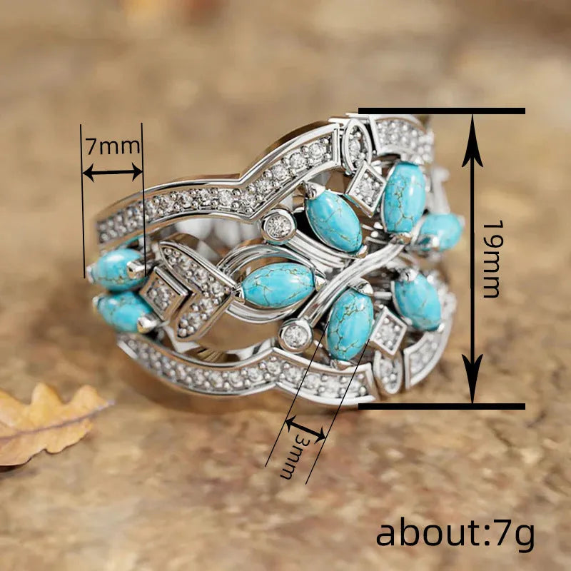 Japanese Korean ethnic style ring for women with inlaid zircon white gold colour copper geometric retro design