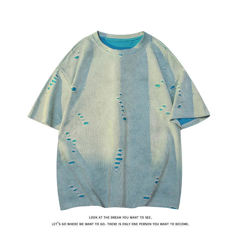 Men's grey cotton blend casual t-shirt in loose fit with short sleeves