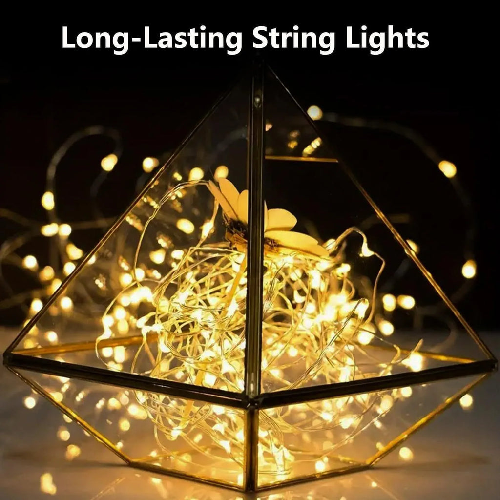 LED firefly string lights warm white 0.5m to 5m length 10cm spacing IP43 plastic housing