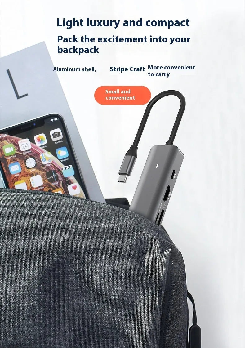 LQT-LH07 7-in-1 USB card reader and PD charging hub for laptops
