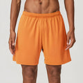 Men's quick-dry running shorts in sky green, showing double-layer construction and mid-waist short length.