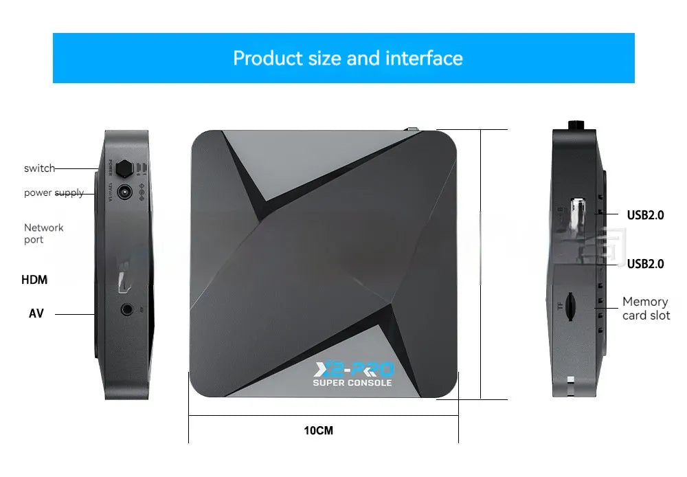 Home Video Three System Integrated Game Set-top Box X2 Pro with wireless controllers and HD cable