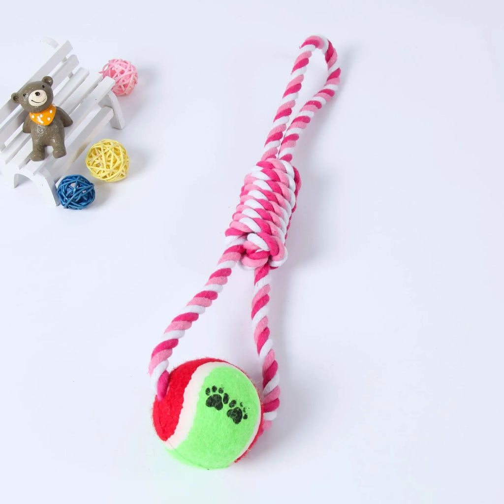 38cm cotton rope dog tug toy with vent holes in red and white colour option
