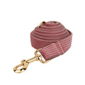 Red corduroy pet collar and matching leash set with optional bow, vest and poop bag accessories