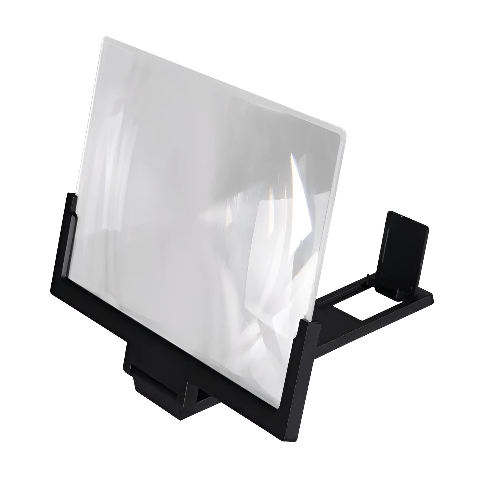 Black and white acrylic mobile phone stand with transparent screen support