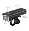 Black KX12DF digital display bicycle headlight with USB port and rotating mount.