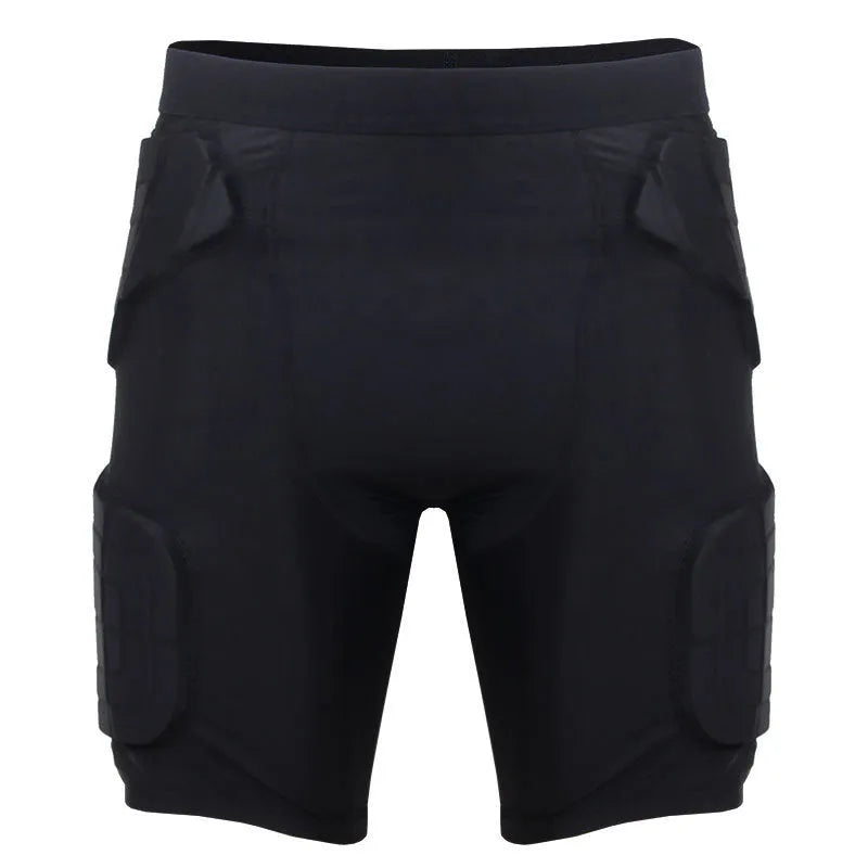 Black anti-collision sports pants with waist padding for basketball and rugby, adult size