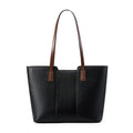 Women's black genuine leather crossbody bag showing horizontal square shape and internal organiser pockets