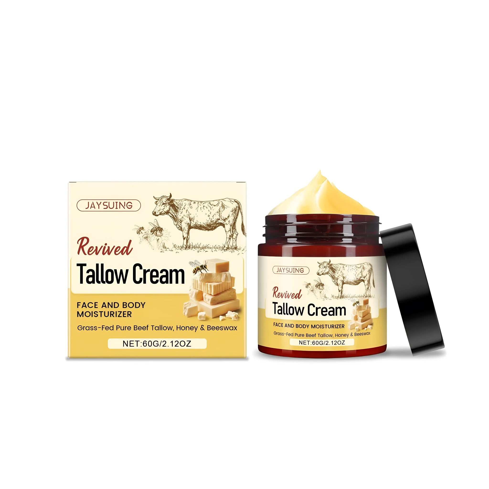60g jar of Revived Tallow Cream moisturising face and body cream