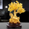 Citrine-coloured resin Feng Shui money tree ornament with small water turtle design