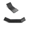 Black tri-fold Bluetooth keyboard showing folded and unfolded positions with thin 0.8cm profile