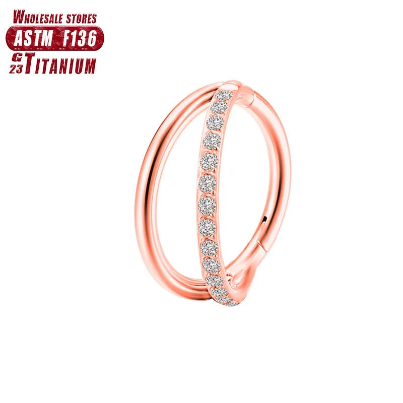 Titanium alloy fork nose ring body jewellery in silver colour, showing the forked end design.
