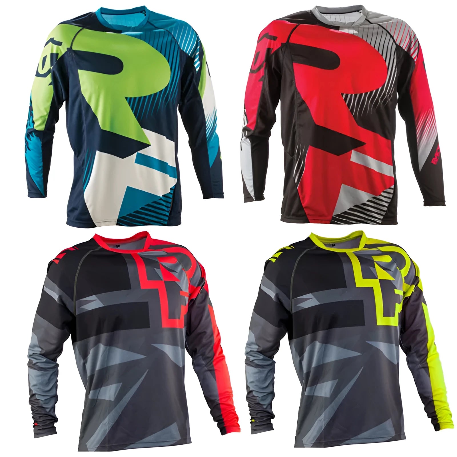 Long sleeve mountain bike jersey in fluorescent green made from polyester fibre with Asian sizing