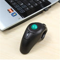 Black wireless trackball mouse with six buttons and USB receiver for laptop use