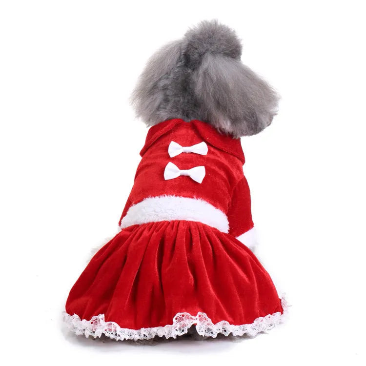 Dog Christmas coat in polyester with festive pattern, available in sizes S to XL for male and female dogs
