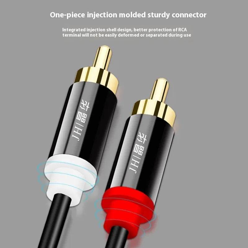 Gold-plated two-to-two double-connected flower head audio cable for RCA connections