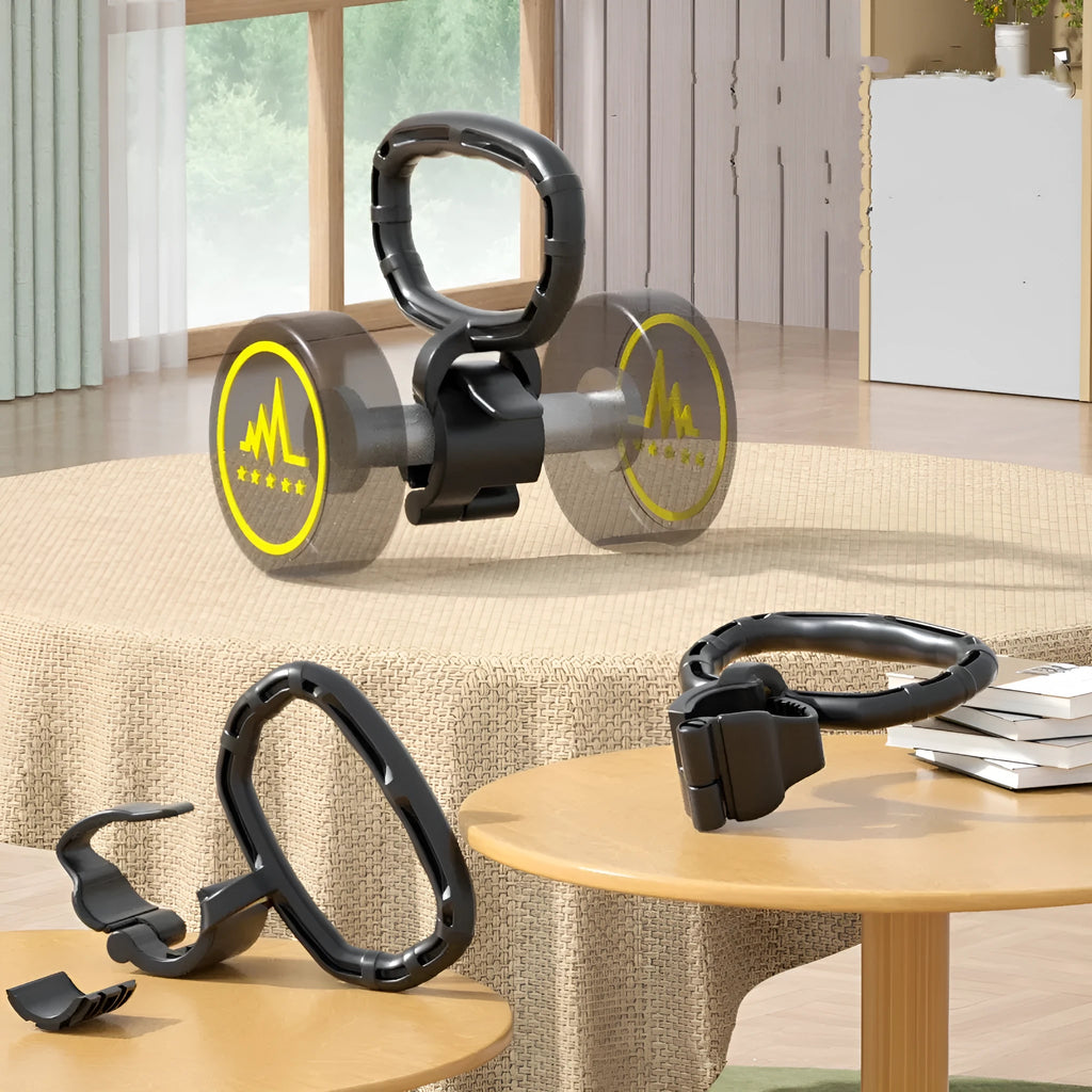 Adjustable kettlebell handle in black PP material, 21x19cm, 130g, for fitness body shaping