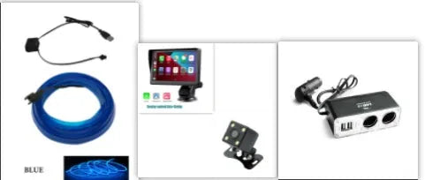 7 inch portable car smart display with retractable bracket showing CarPlay interface on IPS screen