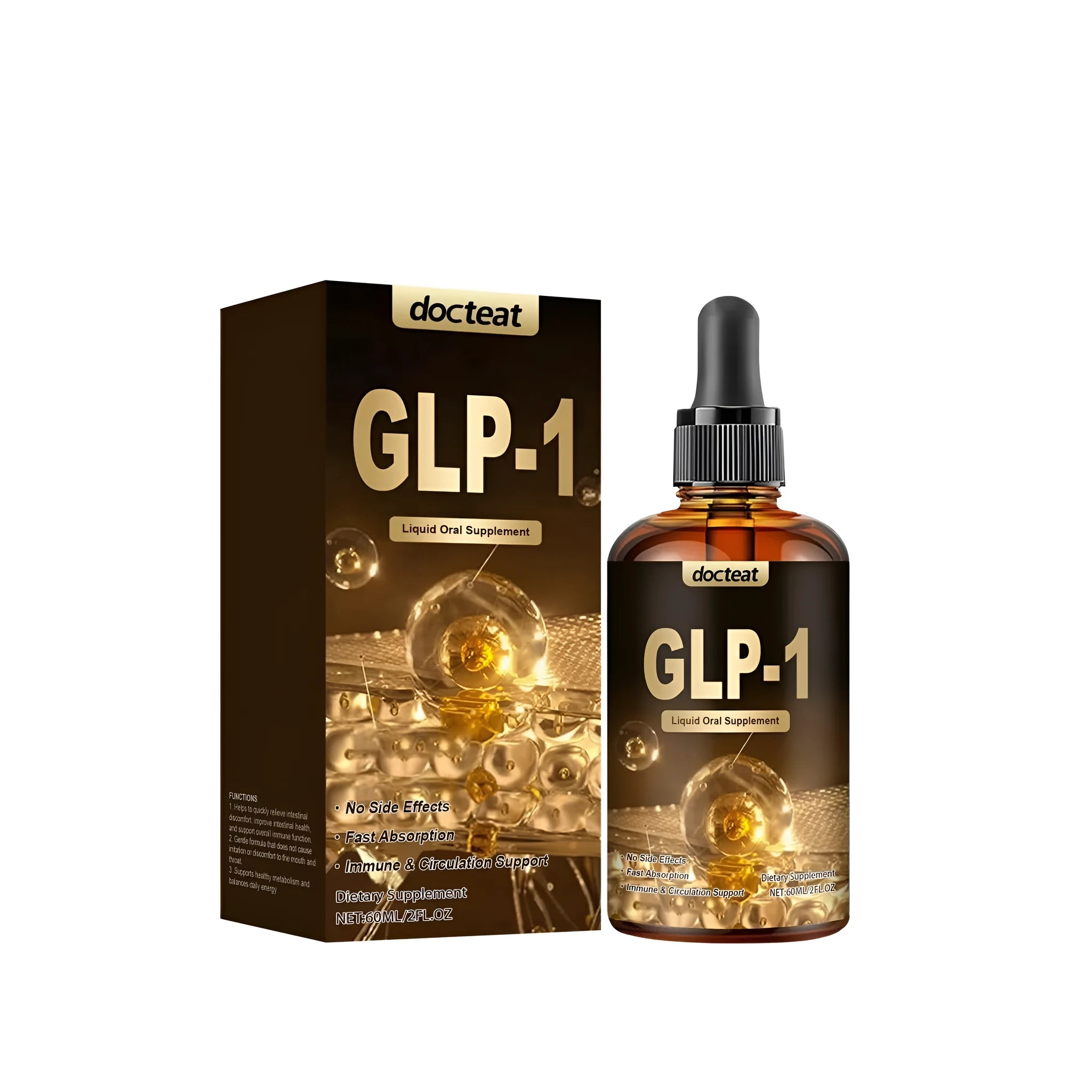 60ml bottle of intestinal health support droplets with glycerin and purified water formula