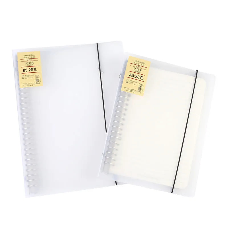 A5 26-hole loose-leaf notebook binder with horizontal line ruling and looped closure