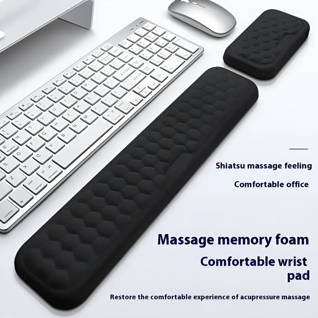 Memory foam mouse wrist pad with cloth or leather cover options in grey or black colours