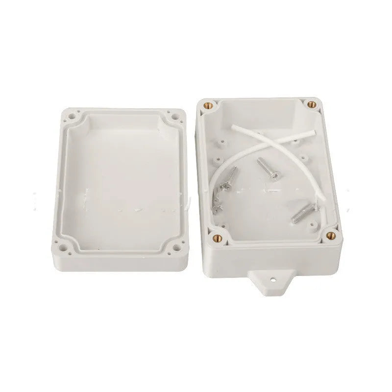 Grey ABS plastic IP65 waterproof instrument box for security system components.