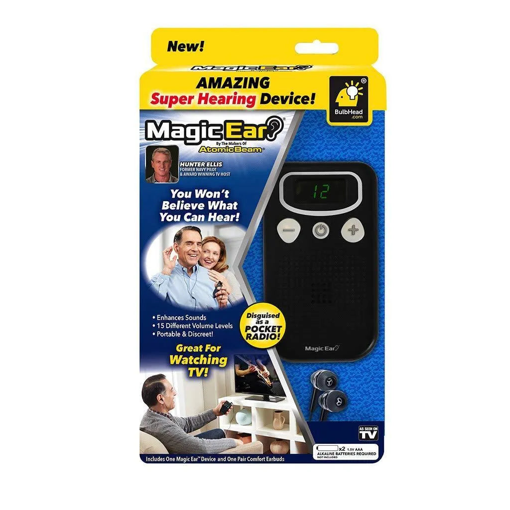 Personal voice enhancer hearing aid booster device with digital display in brilliant colour