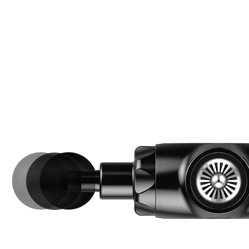 Black and white portable massage gun for deep tissue muscle relaxation
