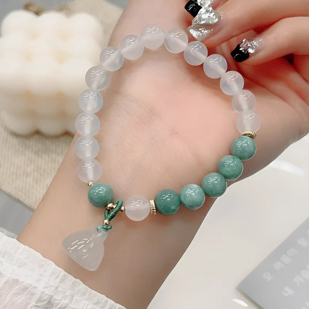 Women's retro Chinese style agate lotus seedpod bracelet with manual craftsmanship
