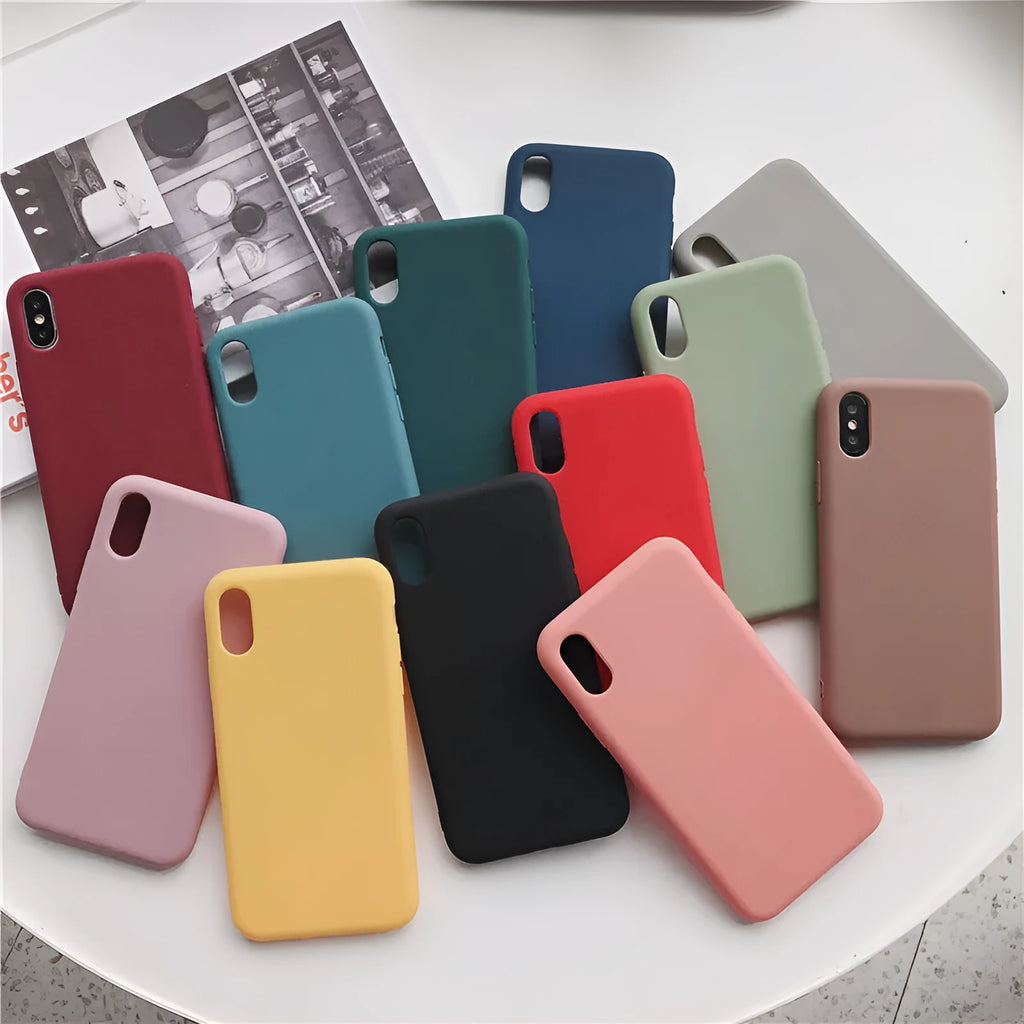 Silicone phone case for iPhone XR XS Max in eight colour options including wine red and black