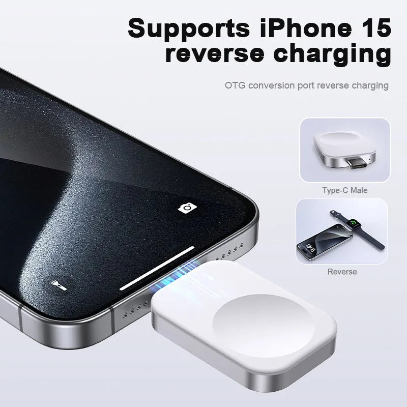 Black three-in-one magnetic wireless charger showing foldable portable design with charging surface
