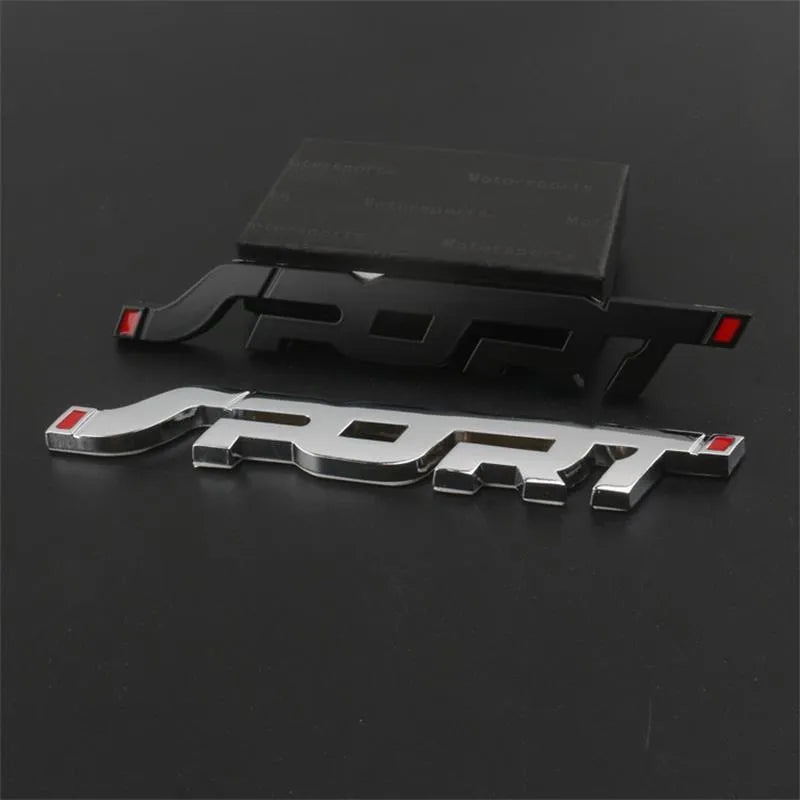 Silver metal car sticker with 3D effect for sports car exterior decoration