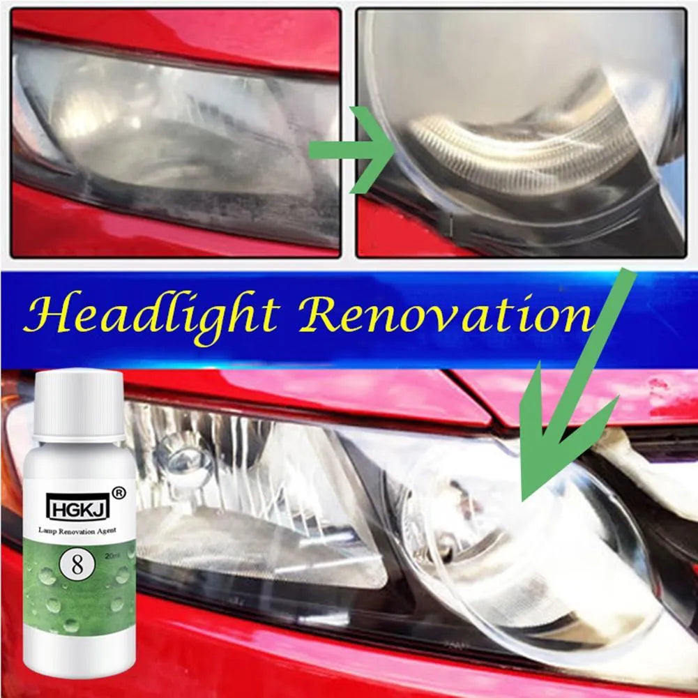 Car headlight repair agent bottle in 50ml size with sandpaper and tape for headlight restoration