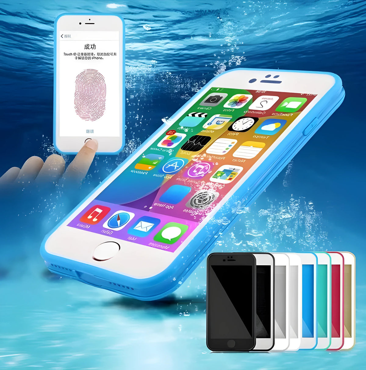 Waterproof Case 360 Degree Full Protection Front Case and Back Cover for iPhone X XS XR 8 7 Plus Slim Dust-Proof Diving Soft Silicon Rubber Black Blue White Gold Clear Green Rose Red
