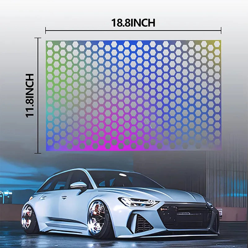 Honeycomb pattern car taillight stickers in black, carbon fibre and colourful options measuring 48x30cm