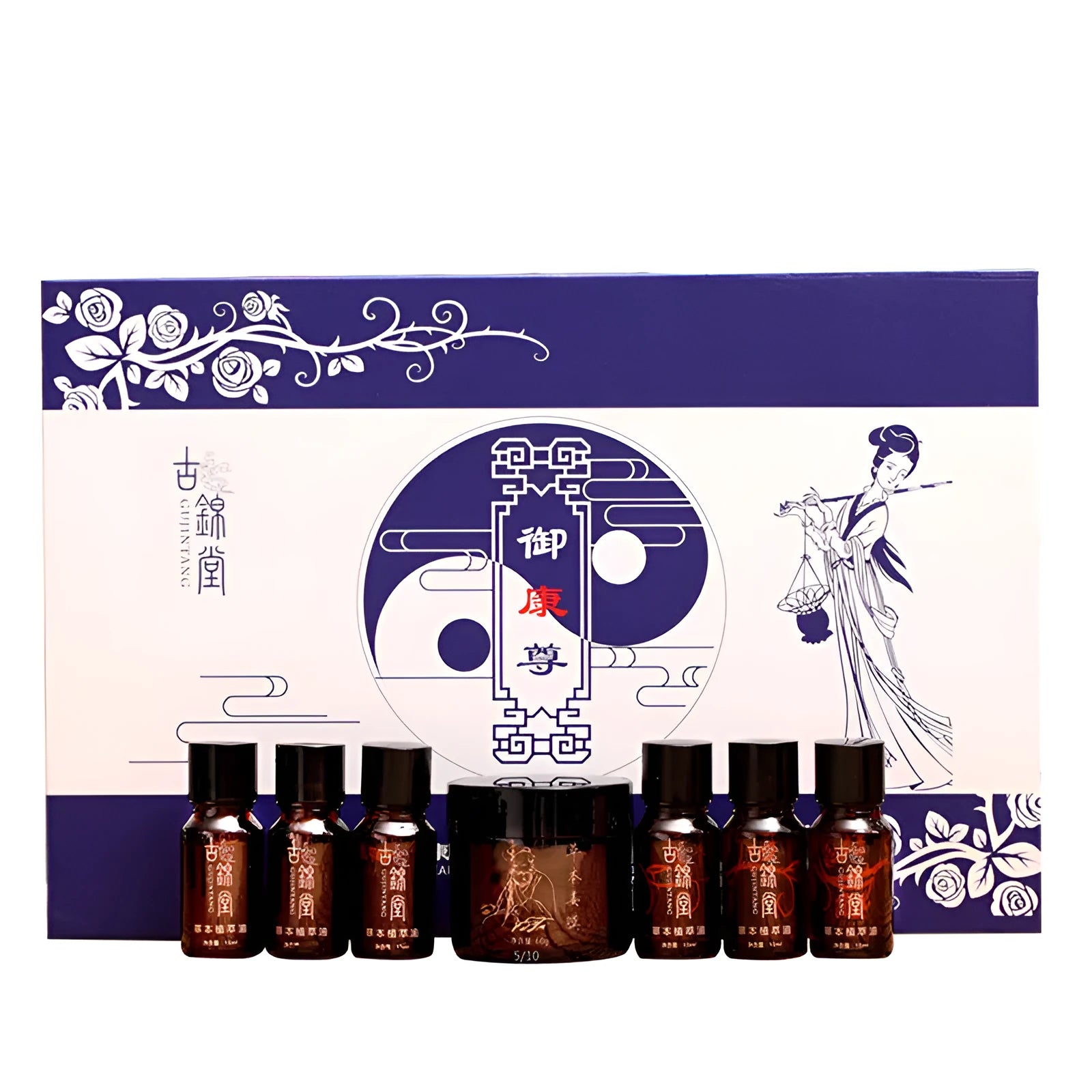 Hot compress medicine mud set with plant extract herbal oil bottles and ginger moxibustion film
