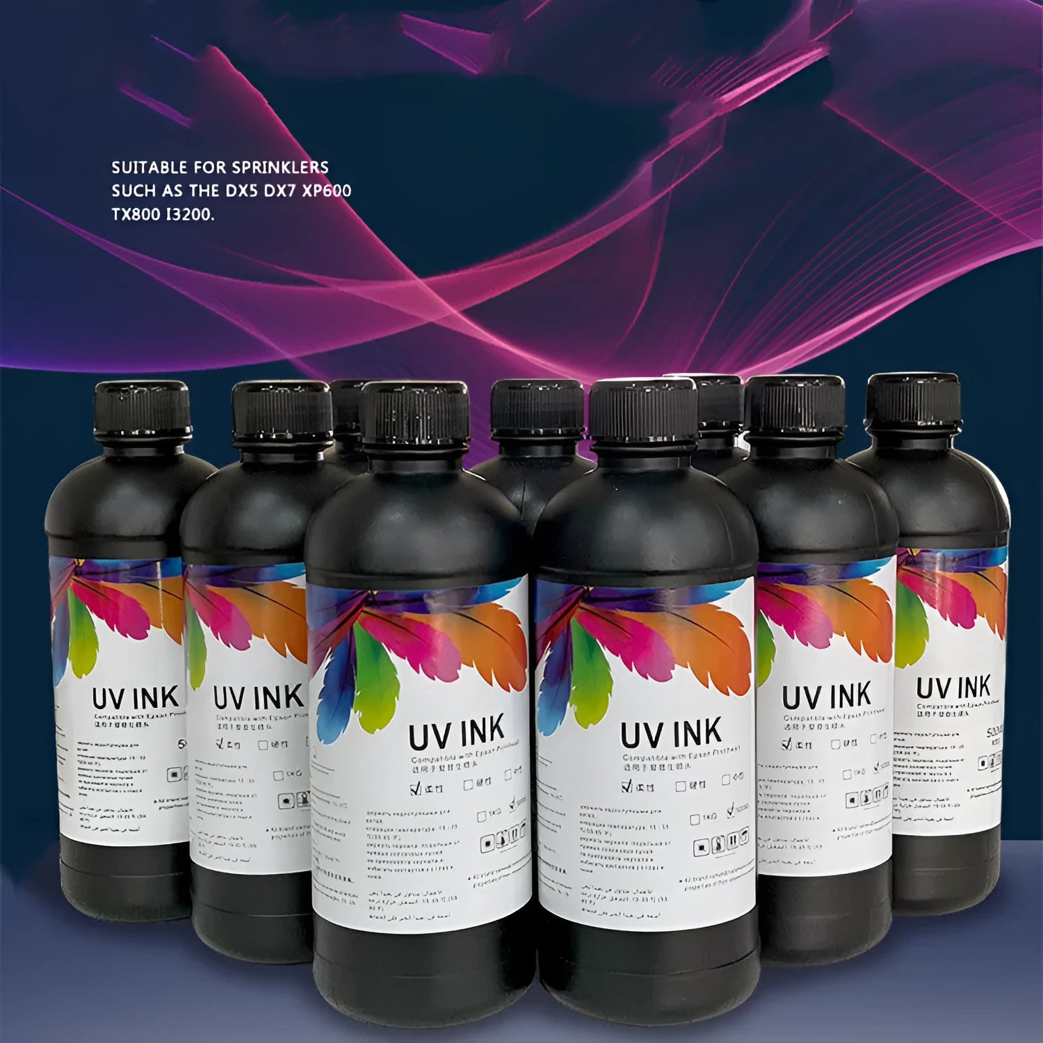 500ml bottle of Epson-compatible UV printer ink for XP600 TX800 models.