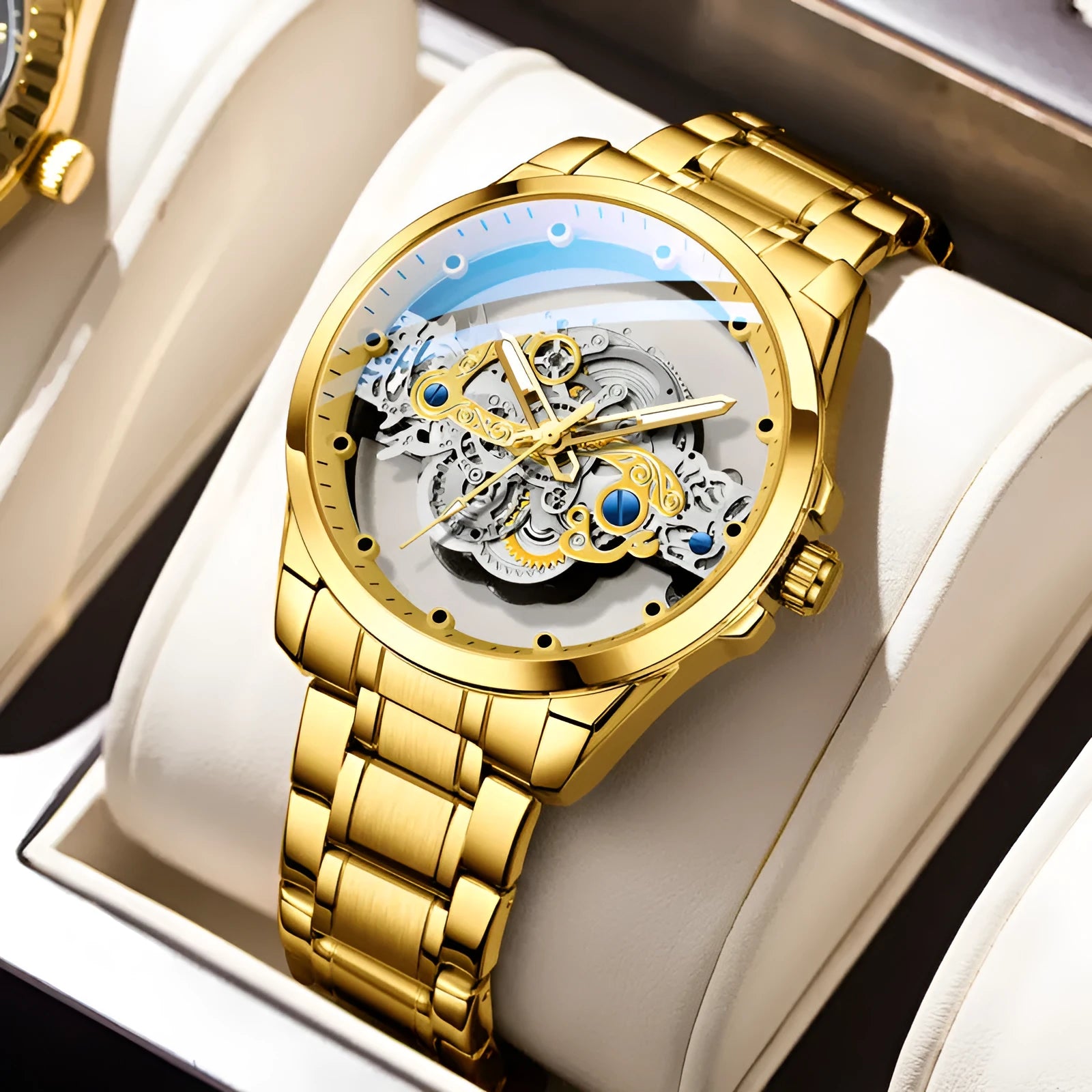Double-sided skeleton automatic watch 40mm stainless steel luminous tourbillon business wristwatch