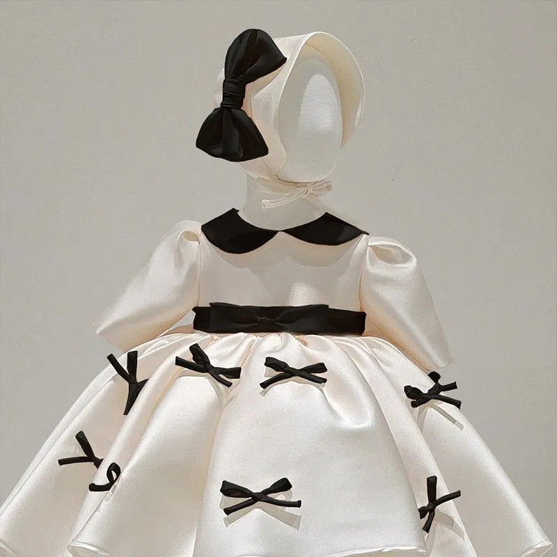 Baby girl princess dress in polyester fiber, available in sizes 80cm to 150cm, two variants without hat