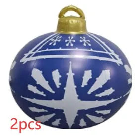60cm diameter PVC inflatable Christmas ball decoration in various colour patterns
